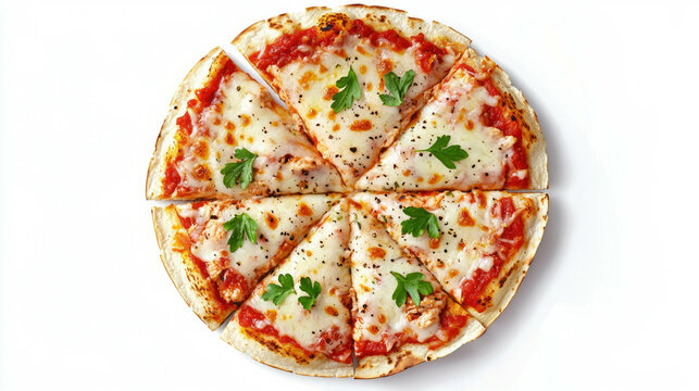 Delicious prickly pear and chicken cheese pizza with parsley garnish