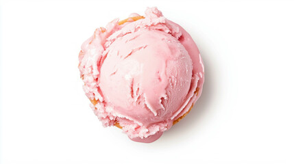 Fototapeta premium Delicious pink ice cream scoop on white background for dessert design