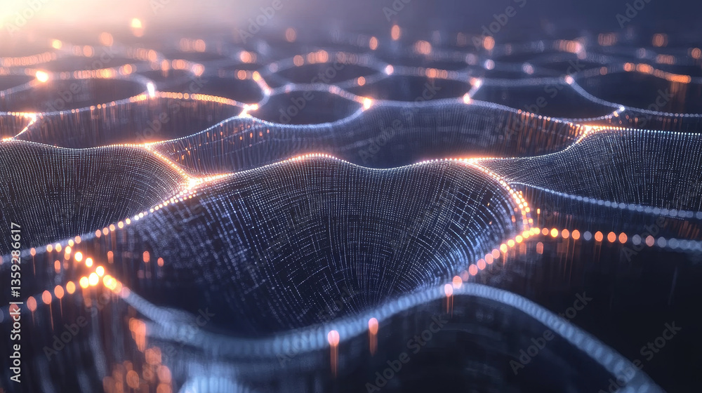 Poster blockchain, high-tech background and information clusters. bigdata concept of digital cyberspace. qu