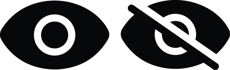 eyesight symbol. invisible eye hide icon, incognito icon no eye view hidden icon set. eye icon set design