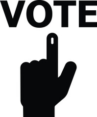 hand with a voting sign. hand election vector icon. Voter Hand with a voting sign or ink pointing vote design.