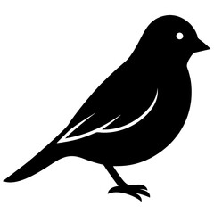 canary bird black silhouette vector, Simple silhouette Design vector icon with white background. Wild bird