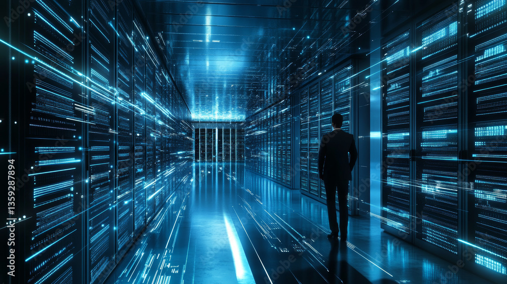 Poster big data, digital field, wireless communication systems. business and digital technologies. data flo