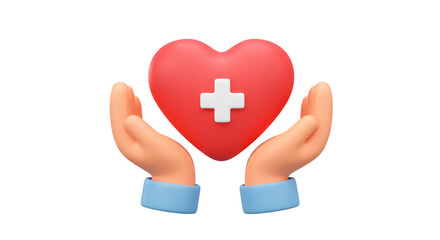 Obraz premium Isolated Heart with Medical Cross on Hands