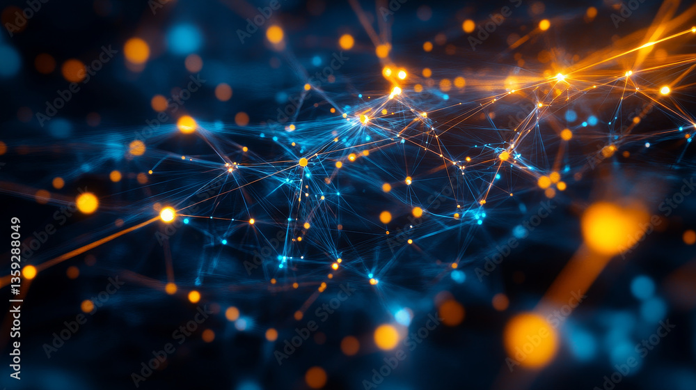 Poster blockchain, high-tech background and information clusters. bigdata concept of digital cyberspace. qu