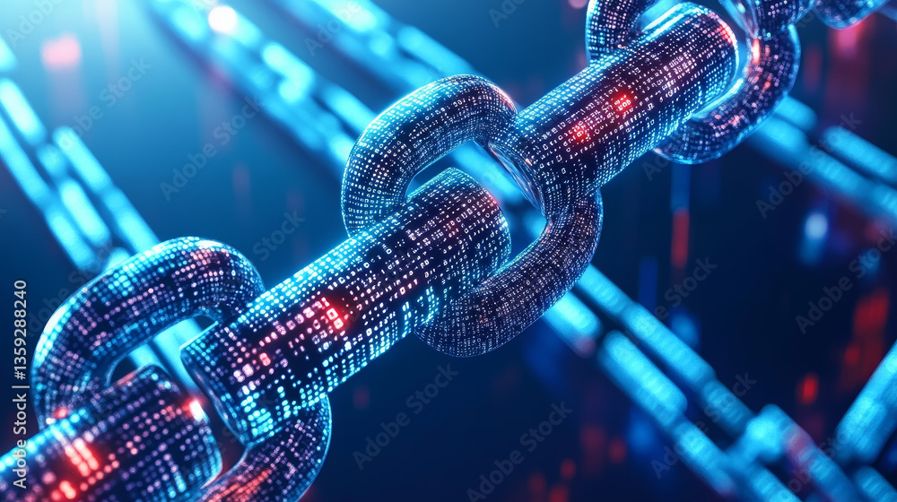 Poster blockchain, high-tech background and information clusters. bigdata concept of digital cyberspace. qu