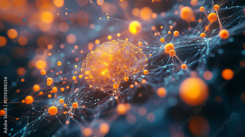 Poster cyber big data flow. blockchain data fields. network line connect stream. concept of ai technology, 