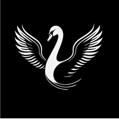 Minimalist Swan Vector Illustration Logo