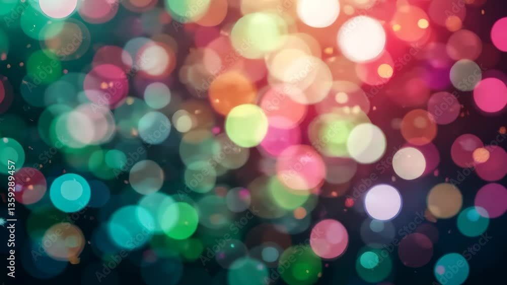 Poster colorful bokeh abstract background with blurred lights and sparkling particles