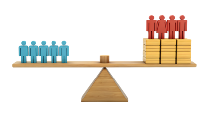 Economic Growth Inequality image illustrates economic growth and inequality, showcasing balance between two groups