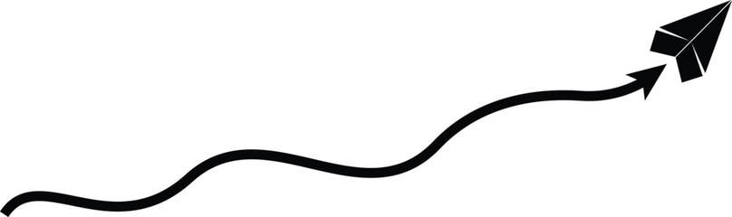 paper plane on blue background. paper plane path in a line shape. Aircraft tracking, planes travel dot line design