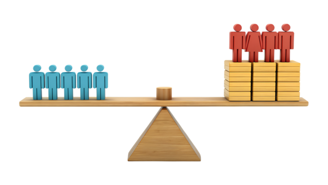 Economic Growth Inequality image illustrates economic growth and inequality, showcasing balance between two groups