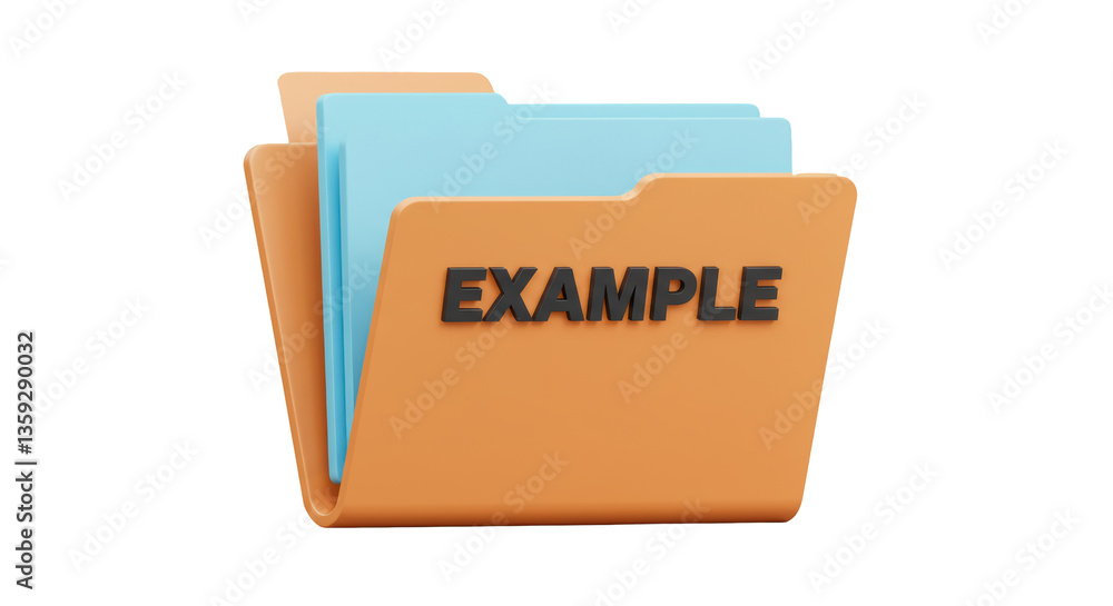 Poster isolated open folder icon with 'example' text