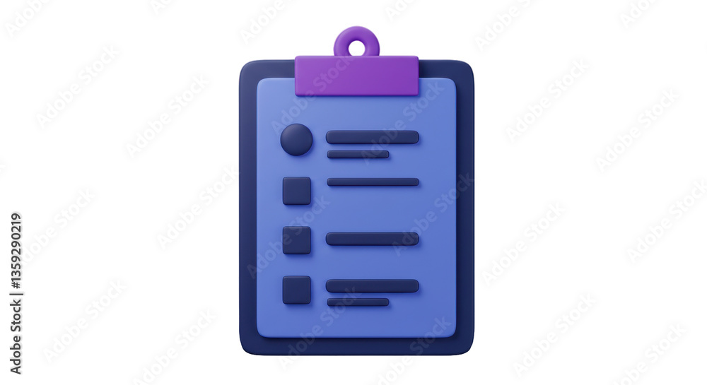 Poster isolated blue checklist icon with list items