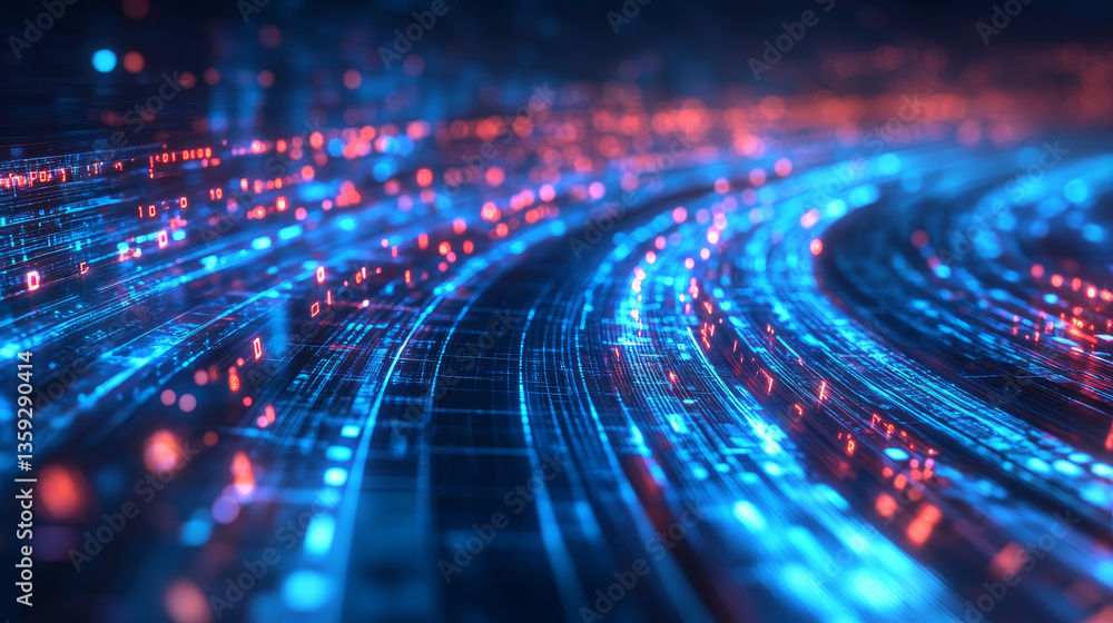 Poster sci-fi tech cyber futuristic 3d illustration. abstract data gateway. protected information flow. big