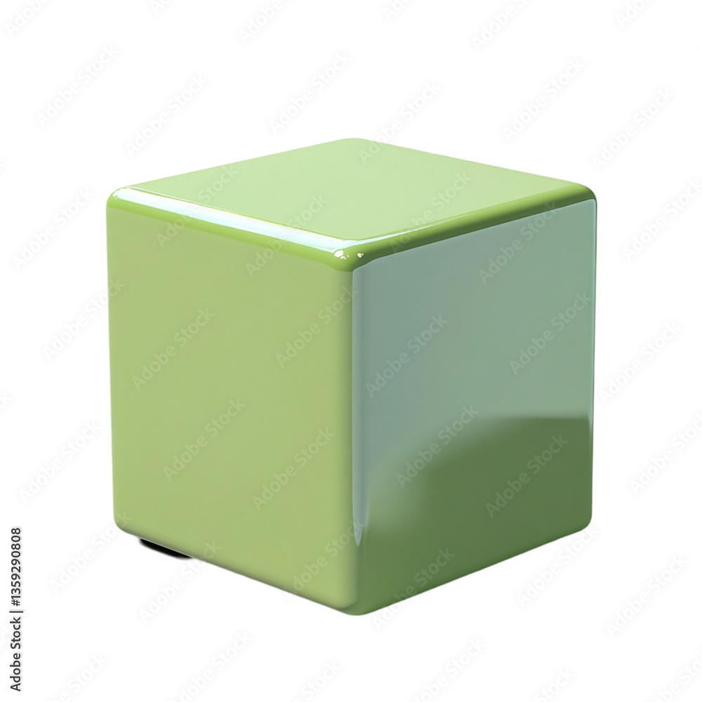 Poster green cube 3d model simple shape design