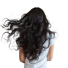 Fototapeta premium A captivating image of a woman with long hair showcasing beauty and confidence in a bright outdoor environment white isolate background