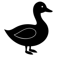 duck bird black silhouette vector, Simple silhouette Design vector icon with white background. Wild bird