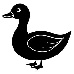 duck bird black silhouette vector, Simple silhouette Design vector icon with white background. Wild bird