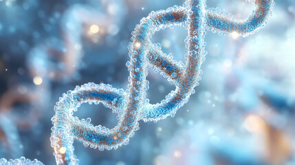 Genetic Engineering. The study of the structure of DNA and RNA, the introduction of changes at the gene level. Modern medical research of stem cells. 3D illustrations