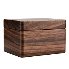 Wooden box with lid on transparent background. Concept of storage, container, and gift.