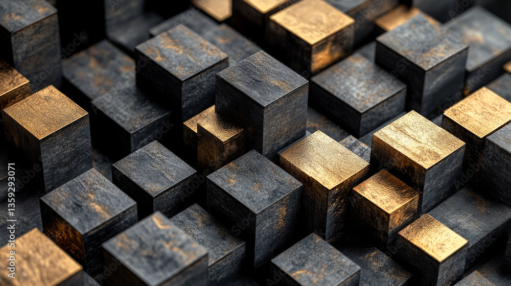 Poster blockchain technology. information blocks form a decentralized global database structure. 3d illustr