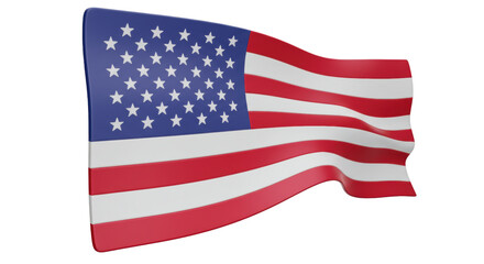 Isolated American Flag Waving Freely