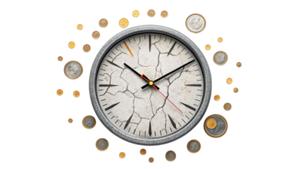 Economic Growth Inequality clock symbolizes economic growth while highlighting inequality in wealth distribution