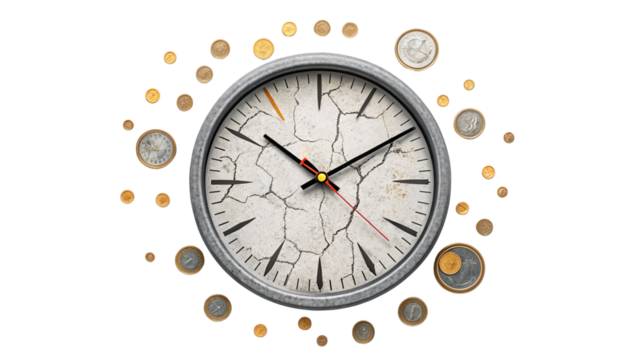 Economic Growth Inequality clock symbolizes economic growth while highlighting inequality in wealth distribution