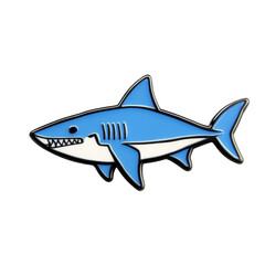 Obraz premium Stylish shark pin accessory showcasing a creative design perfect for fashion enthusiasts and aquatic life lovers white isolate background