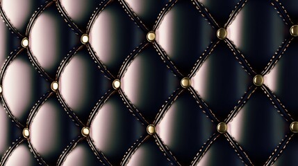 Fototapeta premium This image features a striking, luxurious black leather texture with a quilted pattern, evoking a sense of elegance and sophistication perfect for fashion and design themes.