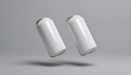 Minimalist Floating White Cans &ndash; Blank Beverage Packaging Mockup