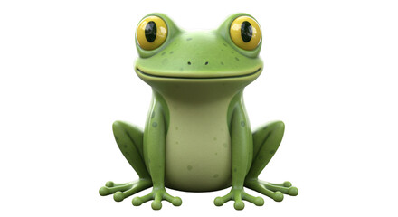 Isolated 3D Friendly and Smiling Green Frog Character