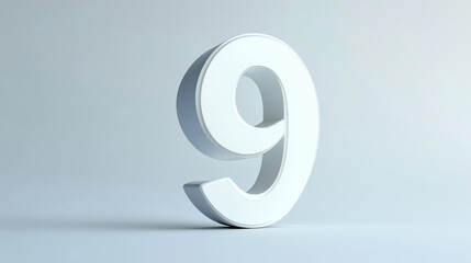 Obraz premium Minimalist 3D Number 9 in White
