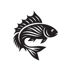 Trout fish silhouette logo icon isolated on white background, clip art vector