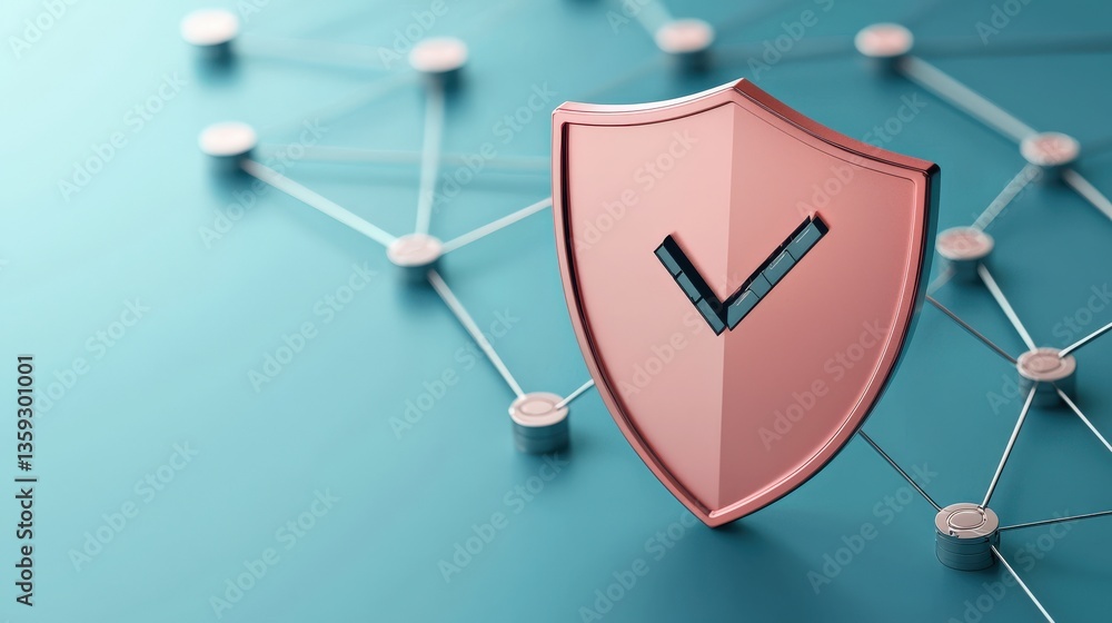 Poster cyber security awareness firewall infographic concept. digital shield symbolizing security and prote