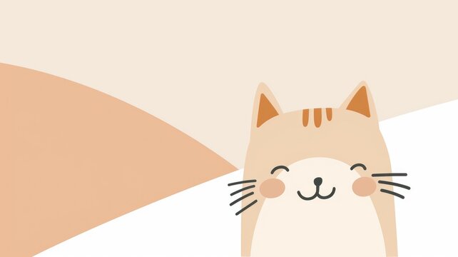 Cute cartoon cat pet in playful expression with copy space. Delightful kitten charming by innocent eyes of kid create adorable scene perfect for a child friendly or cheerful background design. AIG53.