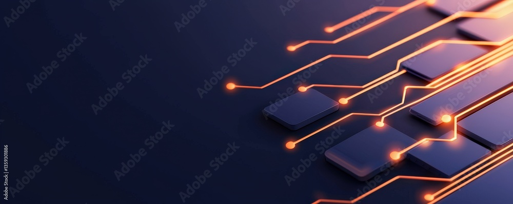 Poster cyber security awareness firewall infographic concept. abstract circuit board design with glowing li