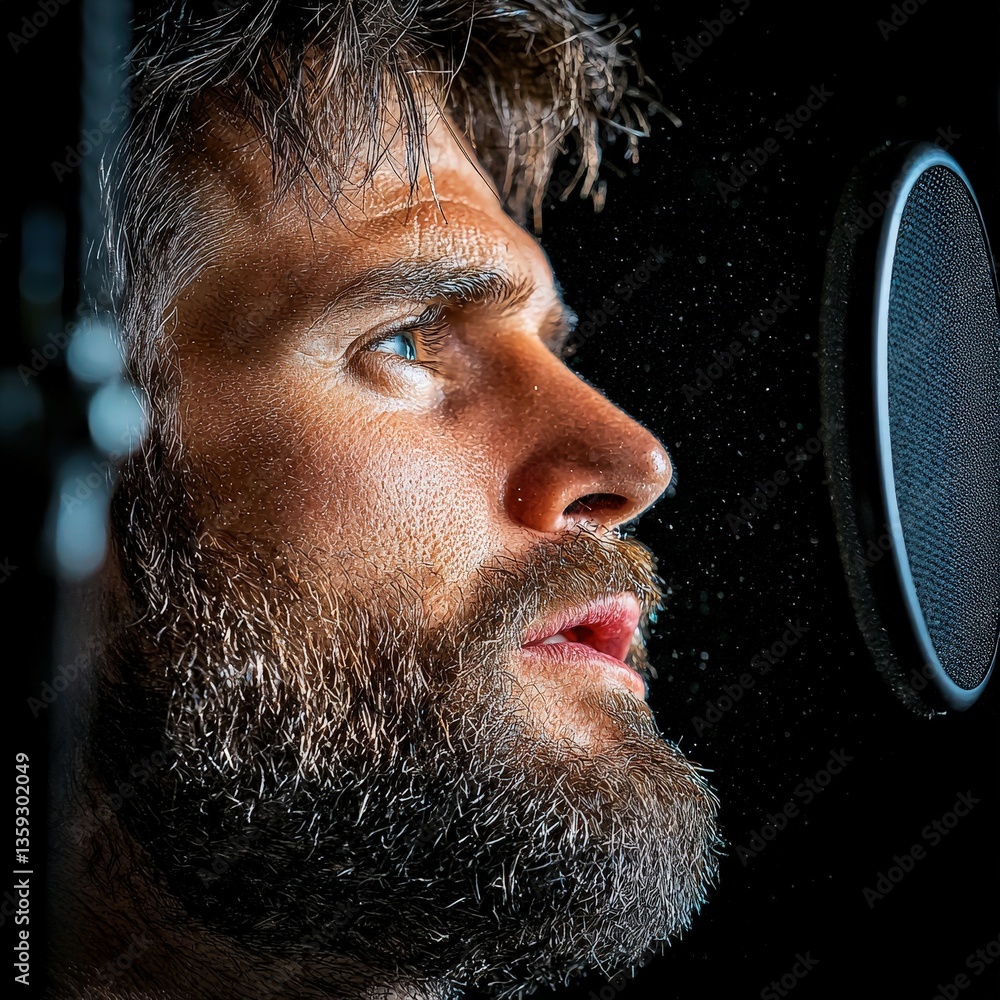 Poster man with a full beard smiling at the camera in a casual environment showcasing his unique style
