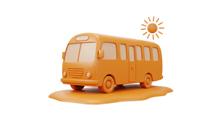 Isolated Orange School Bus in Sunny Day