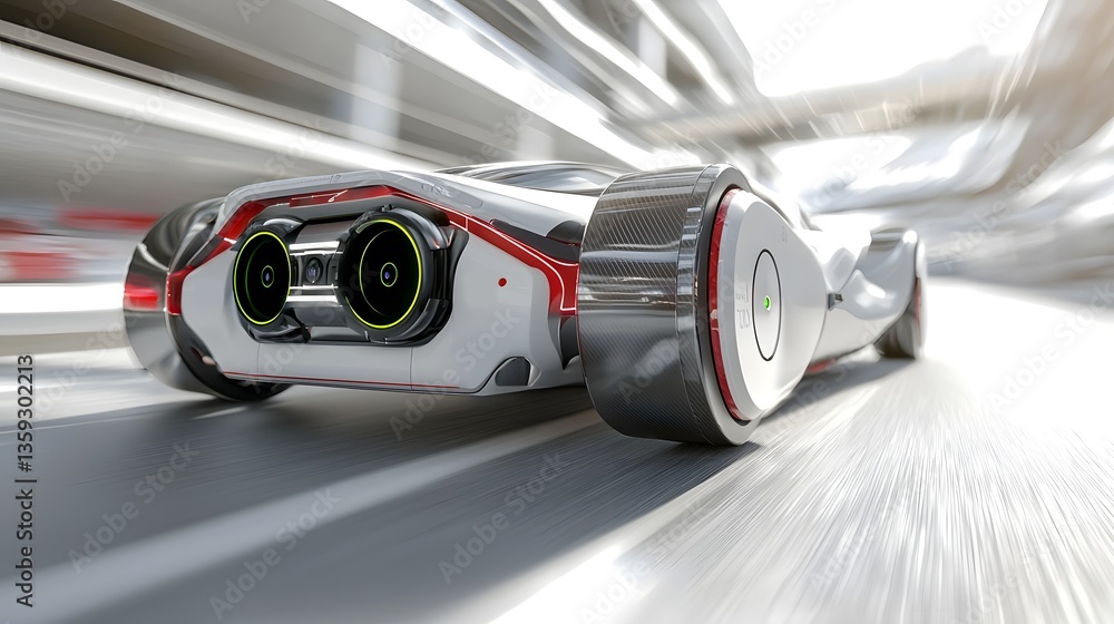 Aufkleber Close up view of a state of the art Lidar sensor module integrated into the futuristic design of an advanced autonomous electric sports car
