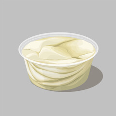 Tau Fu Fah White Sugar Syrup Vector Clipart Traditional Soft Tofu Pudding Digital Illustration