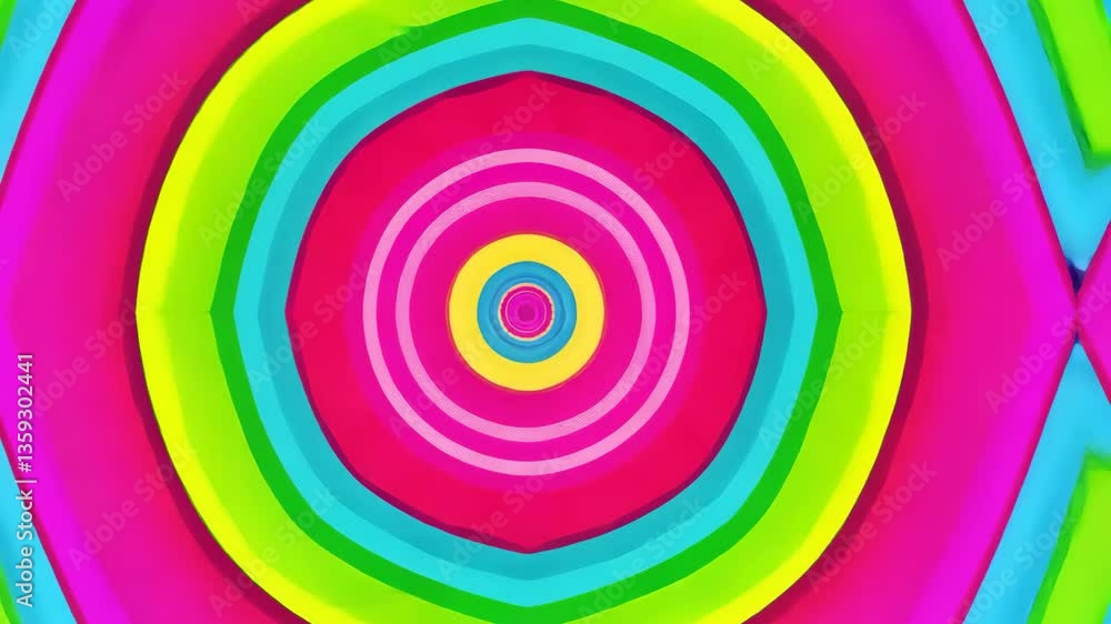 Poster kaleidoscopic tunnel with swirling rainbow colors creating optical illusion effect in digital art