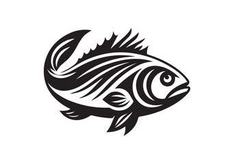 Trout fish silhouette logo icon isolated on white background, clip art vector