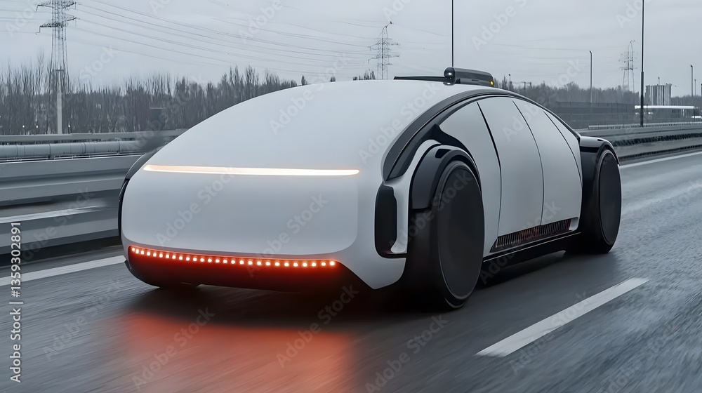 Aufkleber sleek and minimalist autonomous electric vehicle using advanced lidar technology to navigate urban r