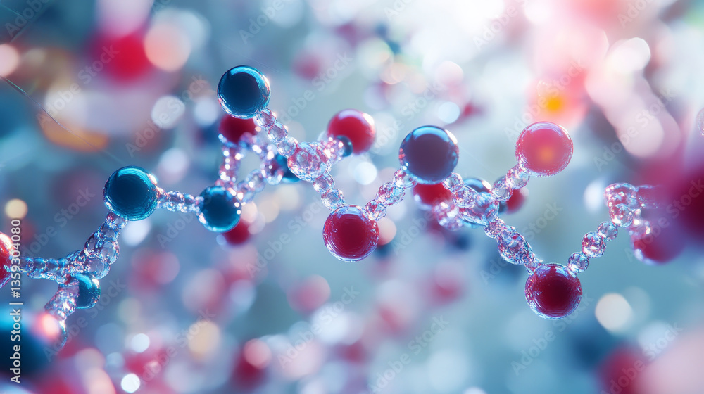 Poster molecule 3d illustration. computer simulation and laboratory experiments. decoding genome. virtual m