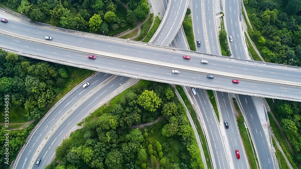 Fototapete a bird s eye perspective showcasing the intricate network of highways overpasses and interchanges de