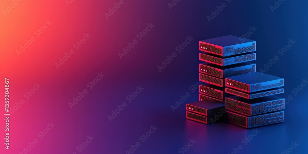 Poster cyber security awareness firewall infographic concept. colorful stacked boxes on a gradient backgrou