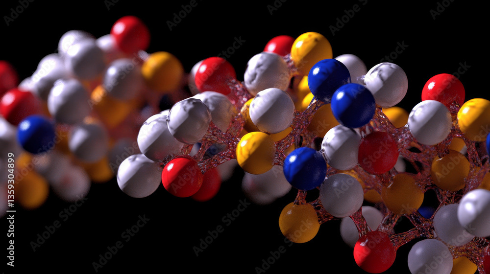 Poster dna helix 3d illustration. mutations under microscope. decoding genome. virtual modeling of chemical
