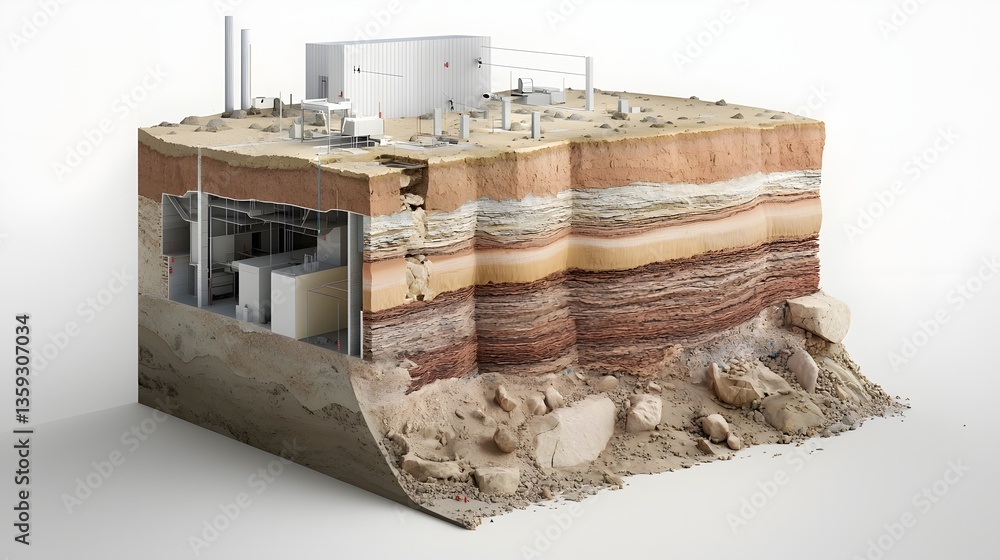 Poster A cross section of the Earth s crust showcasing the intricate layering of rock sediment and other geological formations beneath the surface